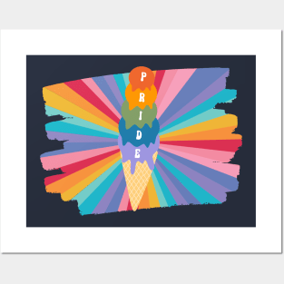 Rainbow Pride Ice Cream Cone Posters and Art